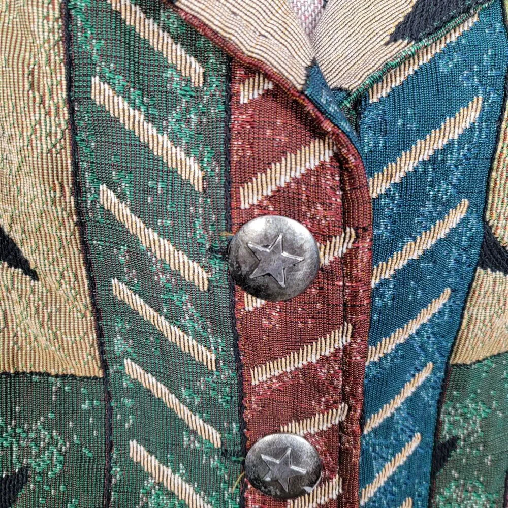 Vintage Don’t Mess With Texas  XL Tapestry Vest Western Star Patchwork Stars 90s